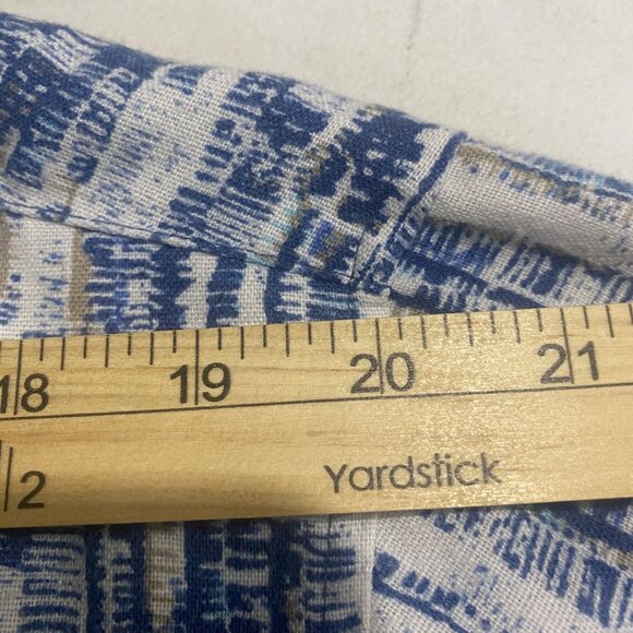 Trust Linen Blend Button-Up Shirt Mens XL Blue Striped Short Sleeve Lightweight‎ - Picture 7 of 10